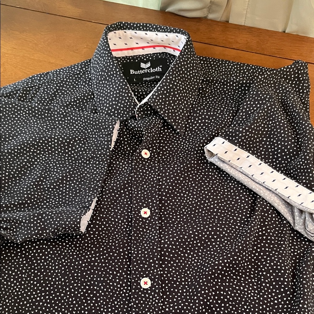 Buttercloth Men's Black Shirt With White Large